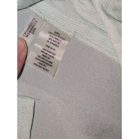 Calvin Klein Women's Mint Green Button-Up Blouse Roll Tab Sleeve Chest Pocket XL - Picture 6 of 12